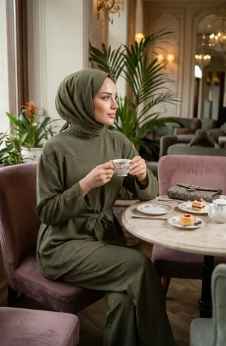 Tweedelige Set Van Tuniek En Broek Van Aerobin-stof 4141-09 Lichtgroen 4141-09