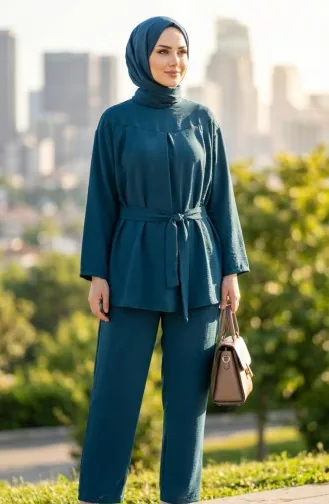 Tweedelige Set Van Tuniek En Broek Van Aerobin-stof 4141-10 Petrol 4141-10