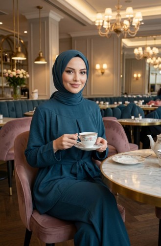 Tweedelige Set Van Tuniek En Broek Van Aerobin-stof 4141-10 Petrol 4141-10