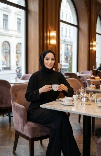 Tweedelige Set Van Tuniek En Broek Van Aerobin-stof 4141-11 Zwart 4141-11