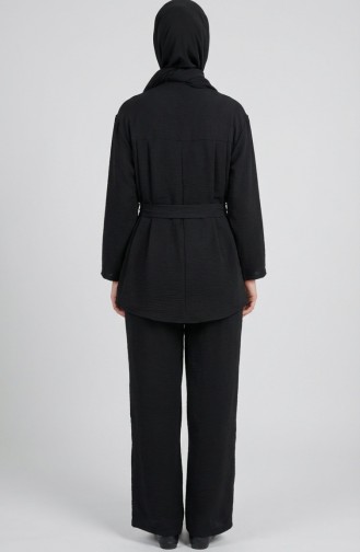 Tweedelige Set Van Tuniek En Broek Van Aerobin-stof 4141-11 Zwart 4141-11