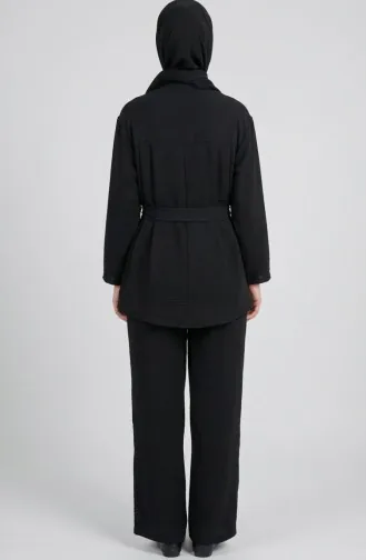 Tweedelige Set Van Tuniek En Broek Van Aerobin-stof 4141-11 Zwart 4141-11