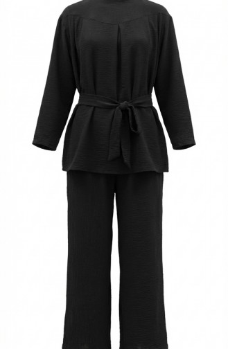 Tweedelige Set Van Tuniek En Broek Van Aerobin-stof 4141-11 Zwart 4141-11