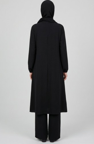 Ensemble Deux Pièces Tunique Et Pantalon En Tissu Aerobin 4142-04 Noir 4142-04