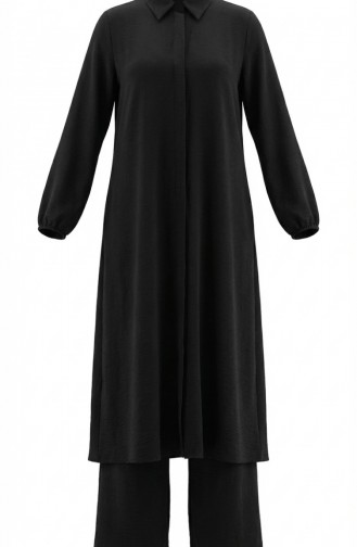 Ensemble Deux Pièces Tunique Et Pantalon En Tissu Aerobin 4142-04 Noir 4142-04