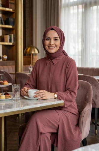 Tweedelige Set Van Tuniek En Broek Van Aerobin-stof 4142-05 Roze 4142-05