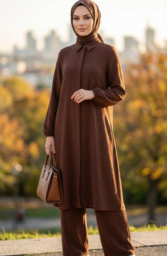 Aerobin Stoff-Tunika Und Hose Zweiteiliges Set 4142-10 Braun 4142-10