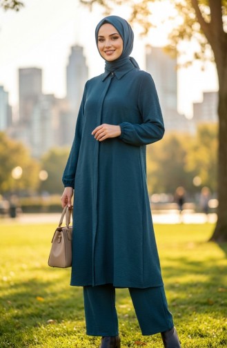 Aerobin Stoff-Tunika Und Hose Zweiteiliges Set 4142-11 Petrol 4142-11