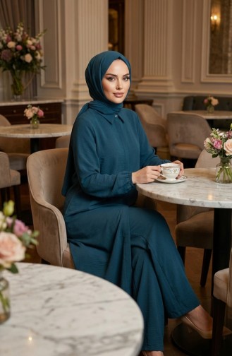 Aerobin Stoff-Tunika Und Hose Zweiteiliges Set 4142-11 Petrol 4142-11