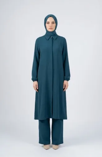 Tweedelige Set Bestaande Uit Een Tuniek En Een Broek Van Aerobin-stof Model 4142-11 Petrol. 4142-11