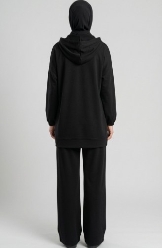 Ensemble Deux Pièces Tunique à Capuche Et Pantalon En Tissu Oysho 0236-01 Noir 0236-01