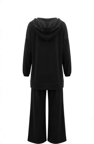 Ensemble Deux Pièces Tunique à Capuche Et Pantalon En Tissu Oysho 0236-01 Noir 0236-01