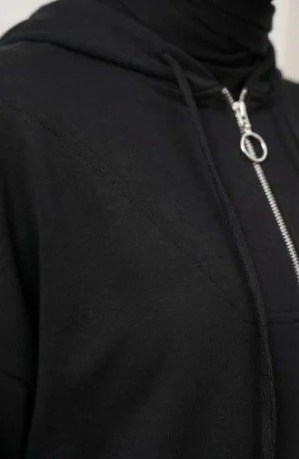 Oysho Kumaş Kapüşonlu Tunik Pantolon İkili Takım 0236-01 Siyah