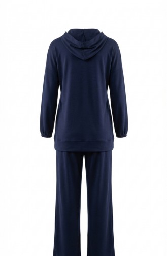 Oysho Fabric Hooded Tunic And Pants Two-Piece Set 0236-02 Navy Blue 0236-02