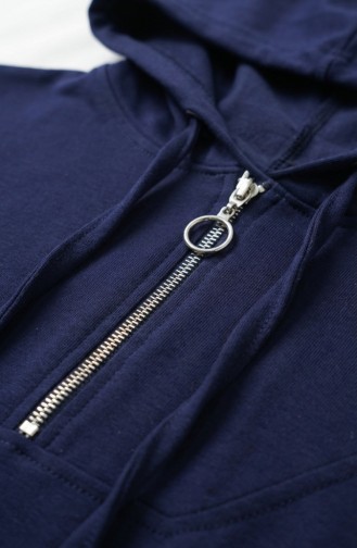 Oysho Fabric Hooded Tunic And Pants Two-Piece Set 0236-02 Navy Blue 0236-02