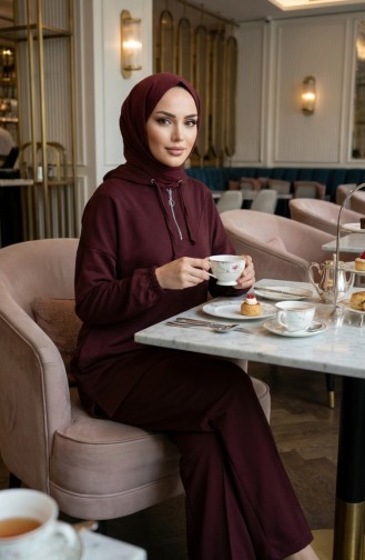 Oysho Stoffen Tweedelige Set Bestaande Uit Een Tuniek Met Capuchon En Een Broek (model 0236-04 Bruin). 0236-04