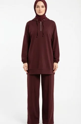 Oysho Stoff-Set Mit Kapuzentunika Und Hose Zweiteilig 0236-04 Braun 0236-04