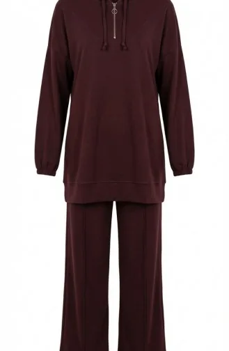 Oysho Stoff-Set Mit Kapuzentunika Und Hose Zweiteilig 0236-04 Braun 0236-04