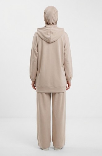Oysho Fabric Hooded Tunic And Pants Two-Piece Set 0236-03 Beige 0236-03