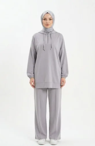 Oysho Fabric Hooded Tunic And Pants Two-Piece Set 0236-05 Grey 0236-05