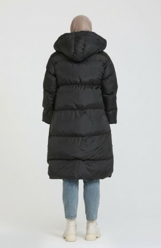 Kapüşonlu Şişme Mont 7031-02 Siyah