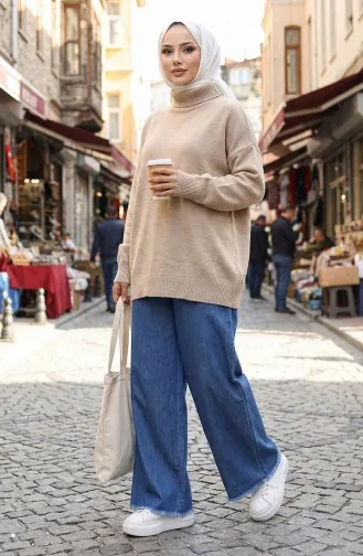 Tencel Stoff Jeans Mit Elastischem Bund 5827-02 Blau 5827-02