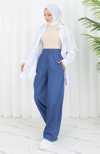 Tencel-stof Elastische Taille Jeans 5827-02 Blauw 5827-02