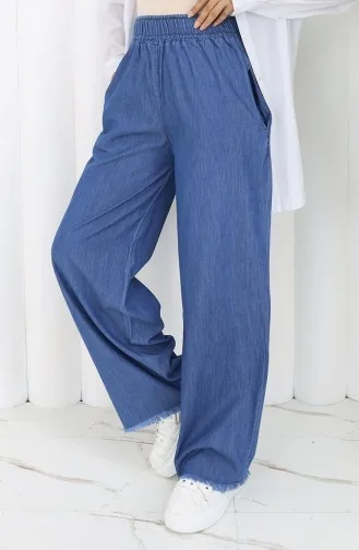 Tencel Stoff Jeans Mit Elastischem Bund 5827-02 Blau 5827-02