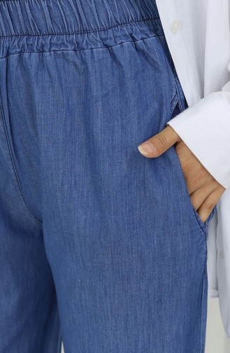 Tencel-stof Elastische Taille Jeans 5827-02 Blauw 5827-02
