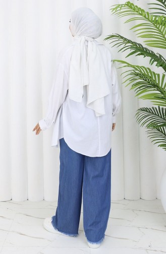 Tencel-stof Elastische Taille Jeans 5827-02 Blauw 5827-02