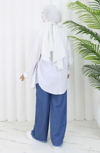 Tencel Stoff Jeans Mit Elastischem Bund 5827-02 Blau 5827-02