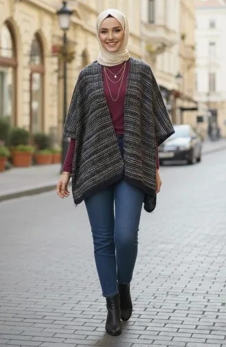 Omuz Şal 1079-01 Lacivert Sarı