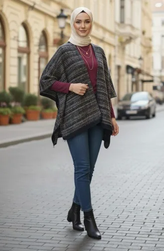 Omuz Şal 1079-01 Lacivert Sarı