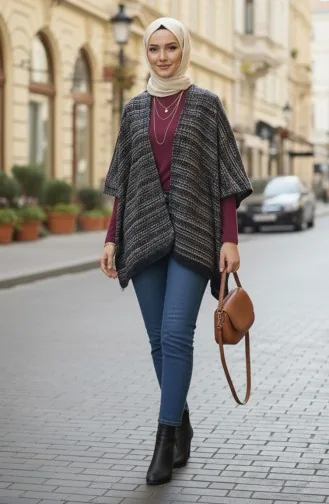 Omuz Şal 1079-01 Lacivert Sarı