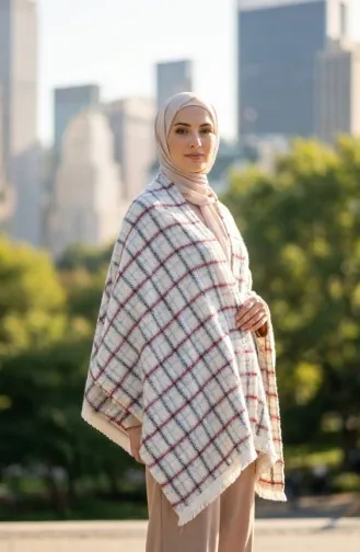 Châle D`épaule 1203-01 Beige Bordeaux 1203-01