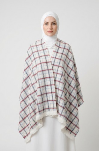 Schulterschal 1203-01 Beige Burgunderrot 1203-01