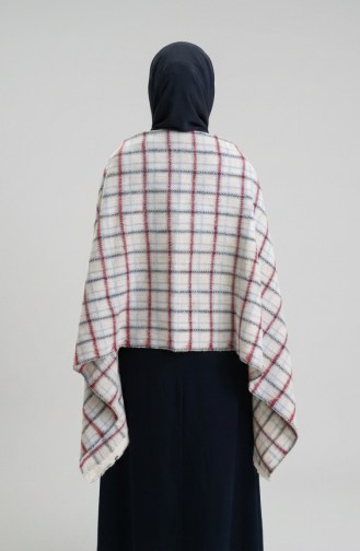 Schulterschal 1203-01 Beige Burgunderrot 1203-01