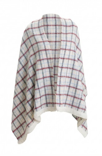 Schulterschal 1203-01 Beige Burgunderrot 1203-01