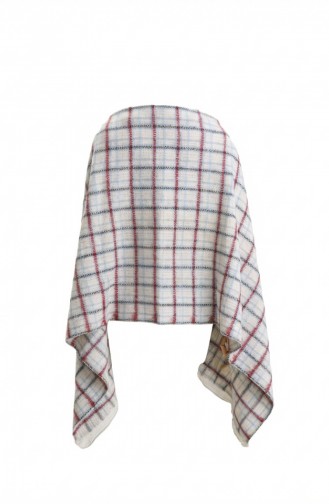 Schulterschal 1203-01 Beige Burgunderrot 1203-01