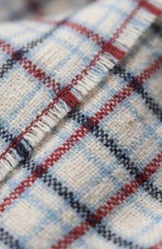 Schulterschal 1203-01 Beige Burgunderrot 1203-01