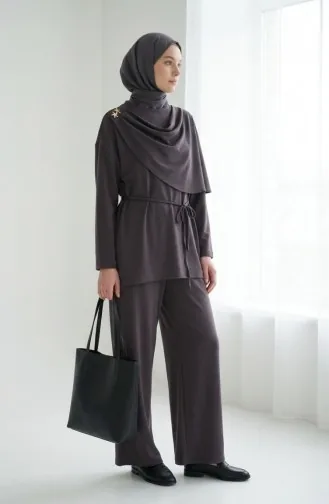 Zweiteiliges Set Aus Tunika Und Hose Mit Sternenapplikation Drapiert 2209-03 Grau 2209-03