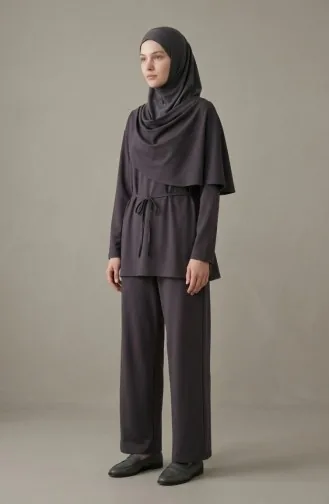 Zweiteiliges Set Aus Tunika Und Hose Mit Sternenapplikation Drapiert 2209-03 Grau 2209-03