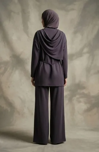 Zweiteiliges Set Aus Tunika Und Hose Mit Sternenapplikation Drapiert 2209-03 Grau 2209-03