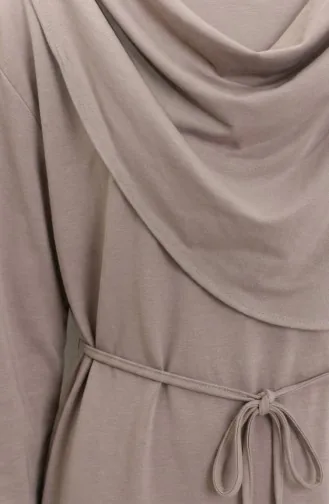 Yıldız Detaylı Drapeli Tunik Pantolon ikili Takım 2209-04 Vizon