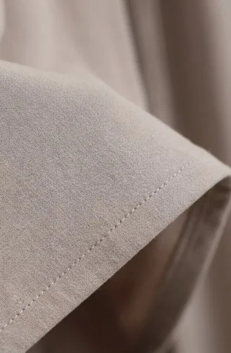 Abaya Beige à Boutons Manches élastiquées Et Ceinture Modèle 2212-05 2212-05