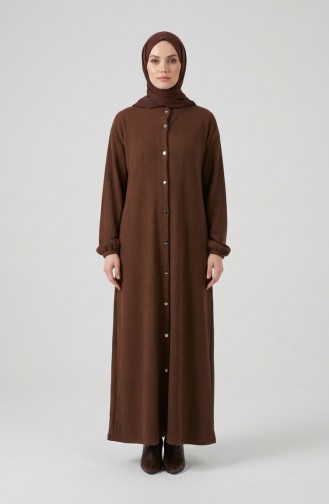 Lange Winterabaya Met Knoopsluiting En Elastische Mouwen 2214-01 Tan 2214-01