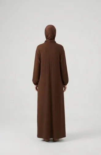 Lange Geknöpfte Winter-Abaya Mit Elastischen Ärmeln 2214-01 Tan 2214-01