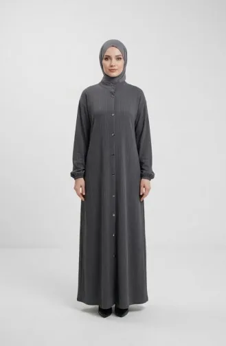 عباية شتوية طويلة بأزرار وأكمام مطاطية 2214-03 أنثراسيت 2214-03