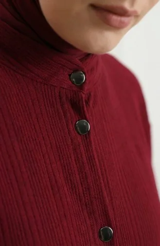 عباية شتوية طويلة بأزرار أمامية وأكمام مطاطية، رقم الموديل 2214-05، لون عنابي 2214-05