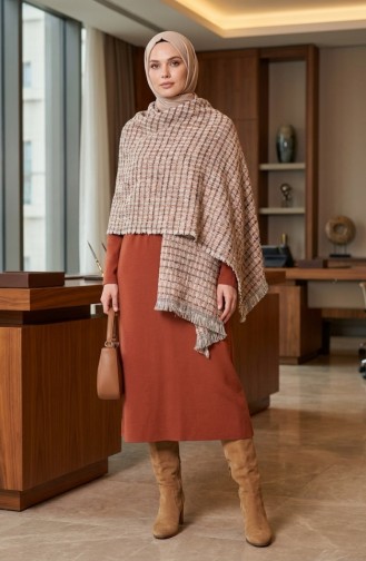 Schoudersjaal 1215-01 Nerts Terracotta 1215-01